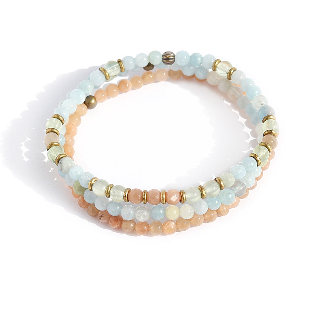 Aquamarine and Sunstone Bracelet Set