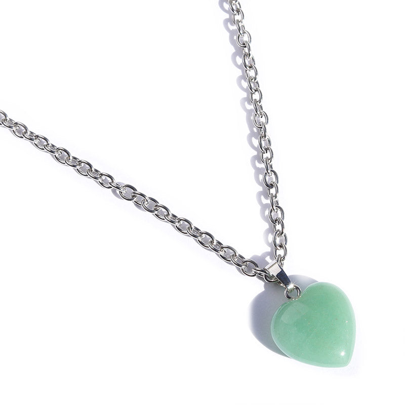 Aventurine Heart pendant chain necklace