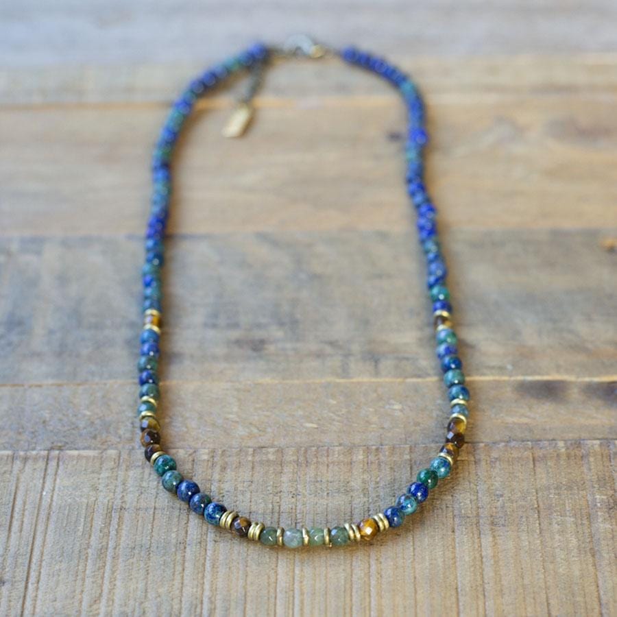 "Intuition" Azurite and Moss Agate Delicate Gemstone Necklace