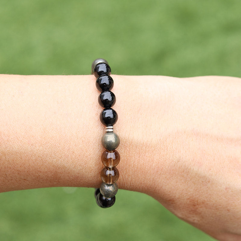 Couples Combo Bracelet - Rose Quartz + Black Tourmaline