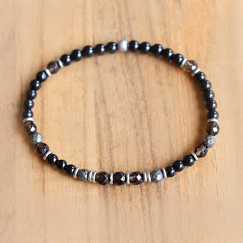 Black Tourmaline and Smoky Quartz Delicate Bracelet