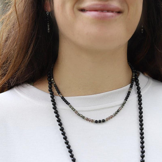 Black Tourmaline and Smoky Quartz Necklace