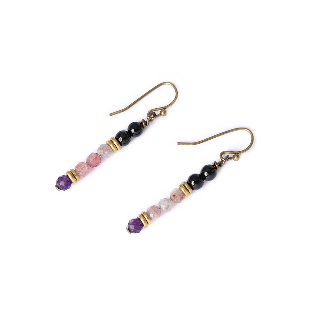 Black Tourmaline and Watermelon Tourmaline Earrings