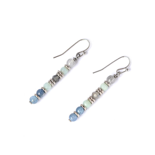 "Calm" Quartz and Kyanite Earrings