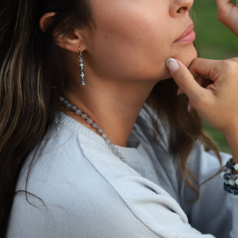 "Calm" Quartz and Kyanite Earrings