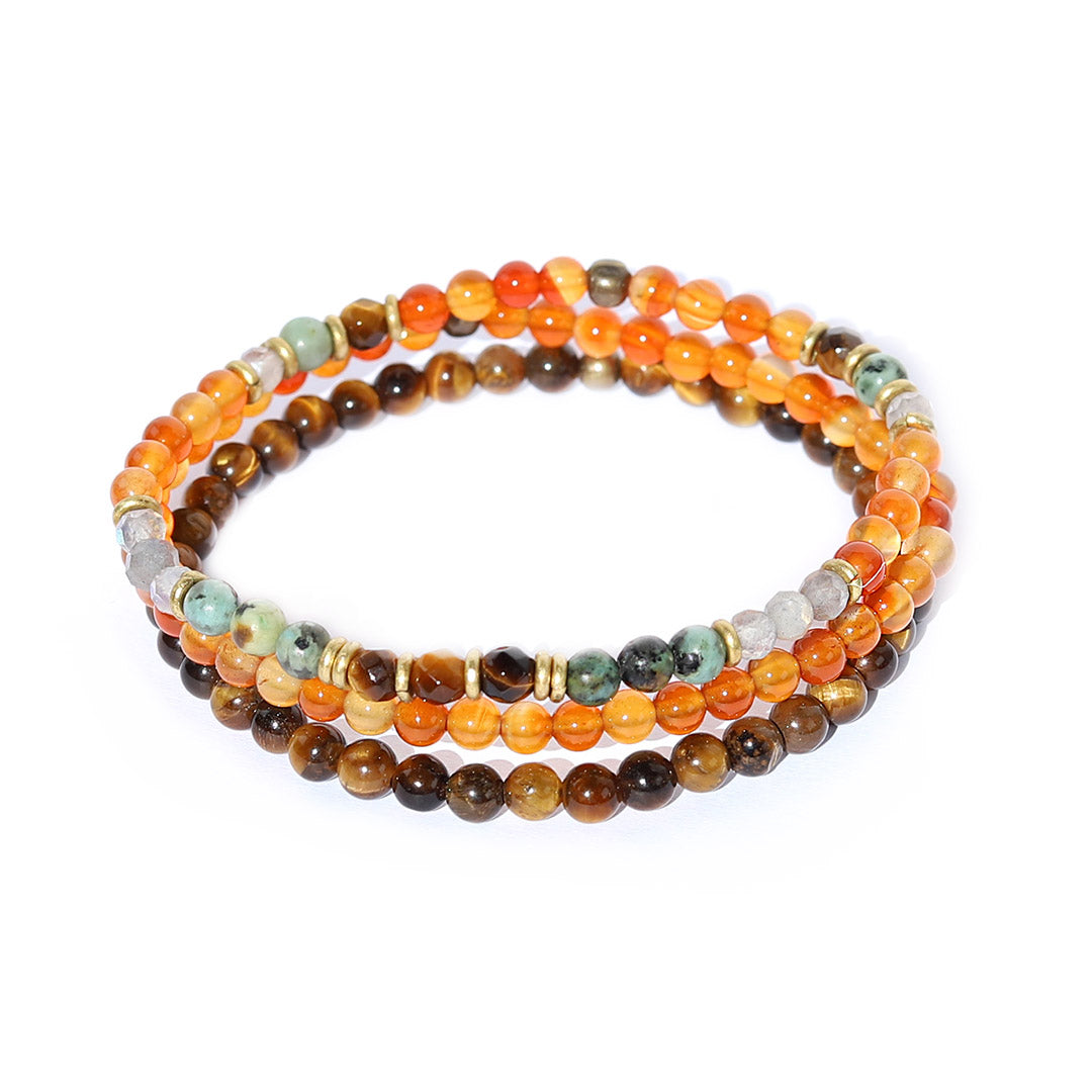 Carnelian and Tigers Eye Bracelet Set
