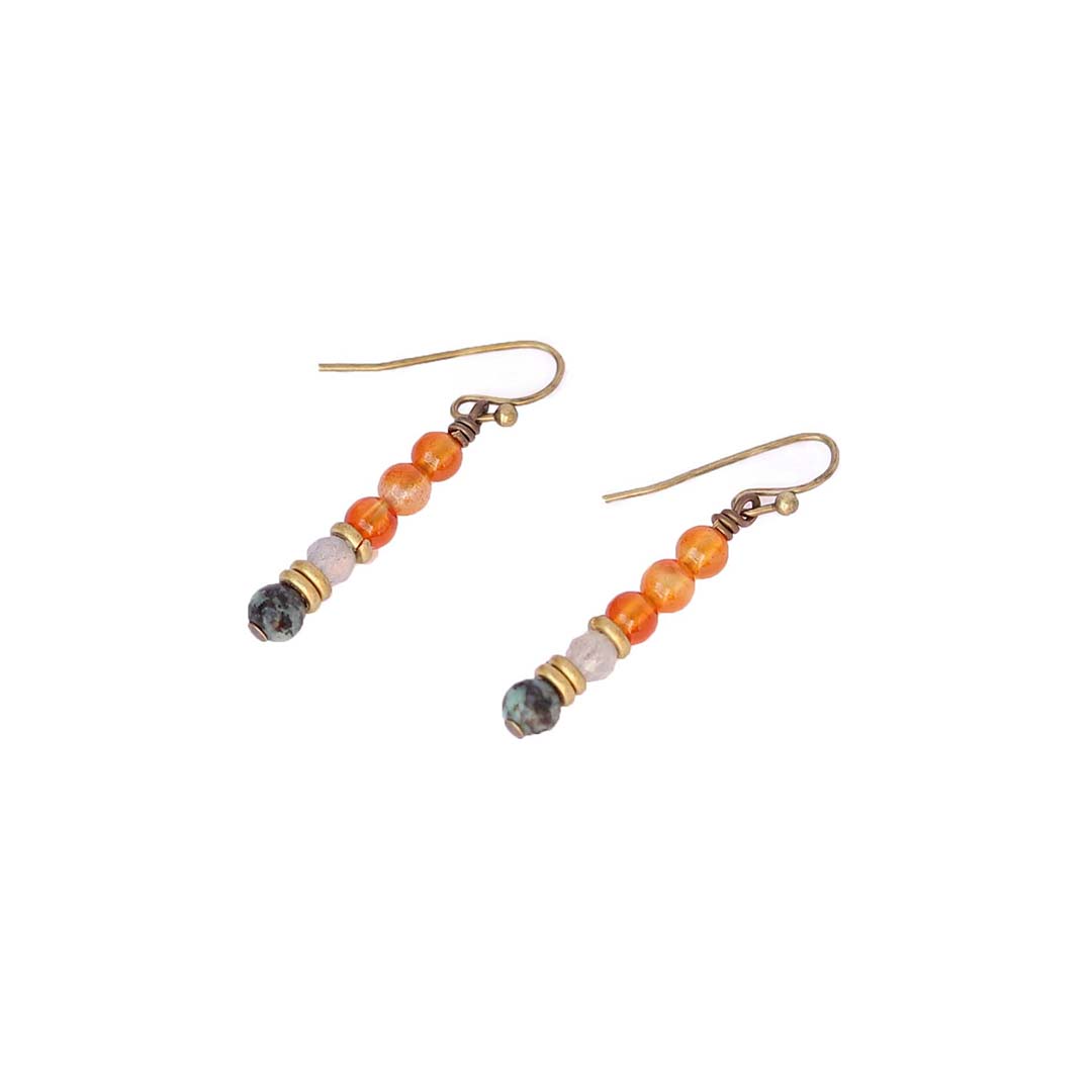 Carnelian and African Turquoise Earrings