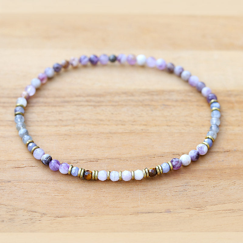 Chevron Amethyst and Labradorite Delicate Anklet