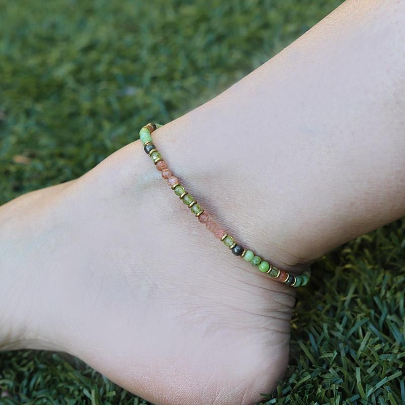 Chrysoprase and Peridot Delicate Anklet