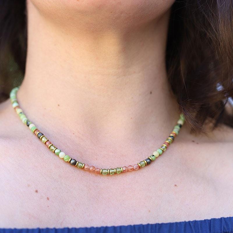 Chrysoprase and Peridot Delicate Necklace