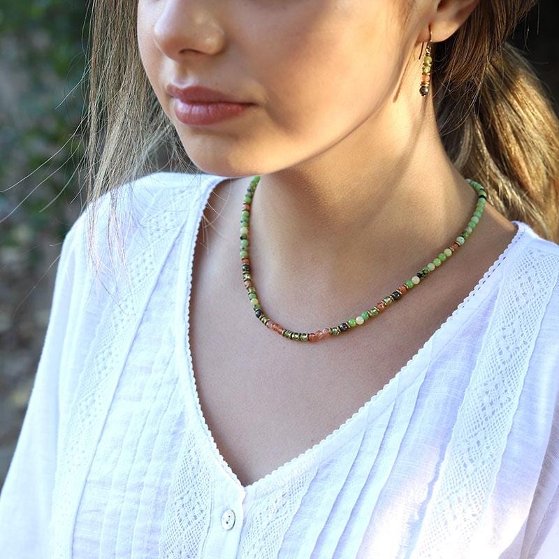 Chrysoprase and Peridot Delicate Necklace