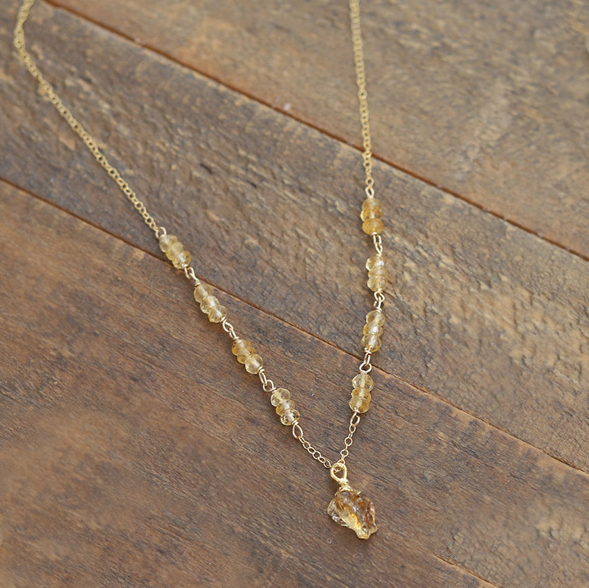 Raw Citrine Gold Filled Necklace