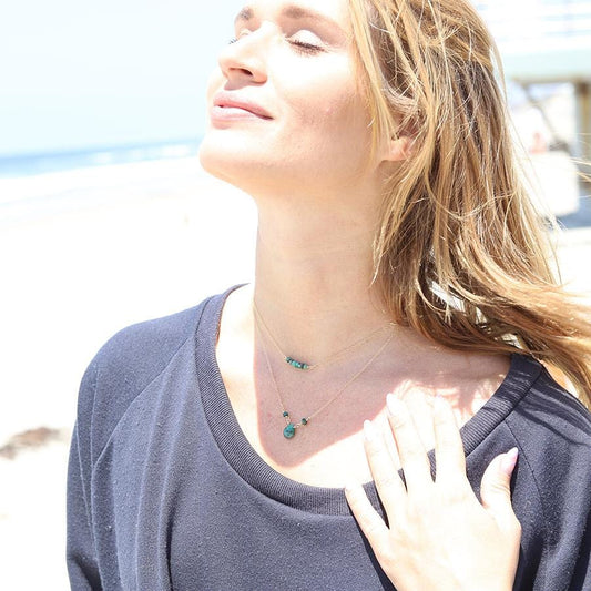 Emerald Gold Filled Chain Choker Necklace *Final Sale*