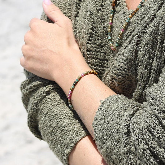 Emerald Tourmaline and Tiger's Eye Delicate Bracelet *Final Sale*