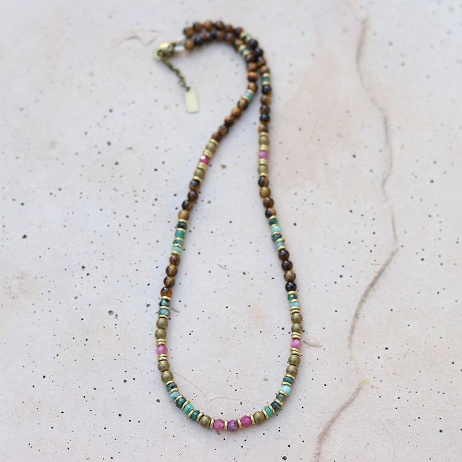 Emerald Tourmaline and Tiger's Eye Delicate Necklace *Final Sale*