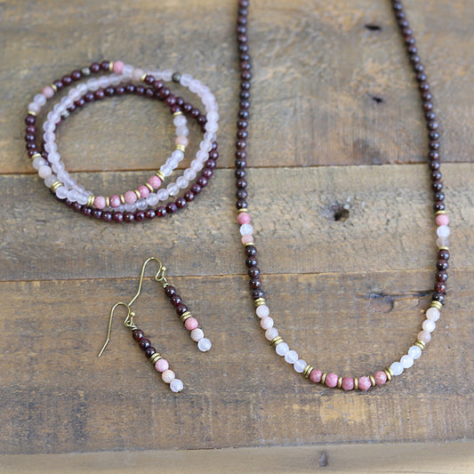 "Love and Self-Love" Garnet and Rose Quartz Jewelry Bundle