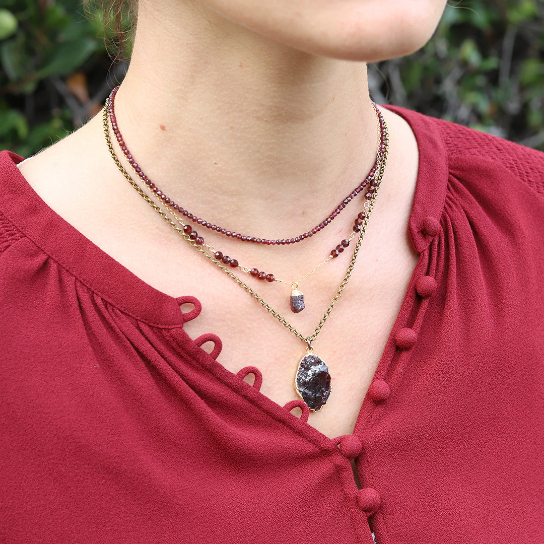 Garnet pendant Chain Adjustable Necklace