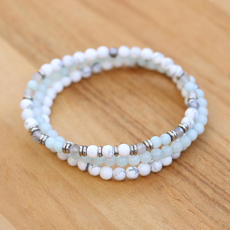 Howlite Amazonite and Labradorite Bracelet Set