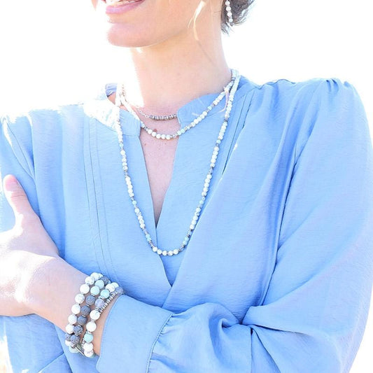 Howlite Amazonite and Labradorite Delicate Necklace