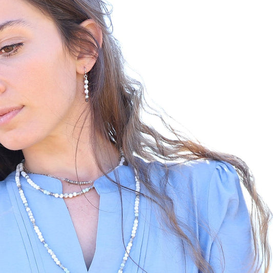 Howlite Amazonite and Labradorite Earrings