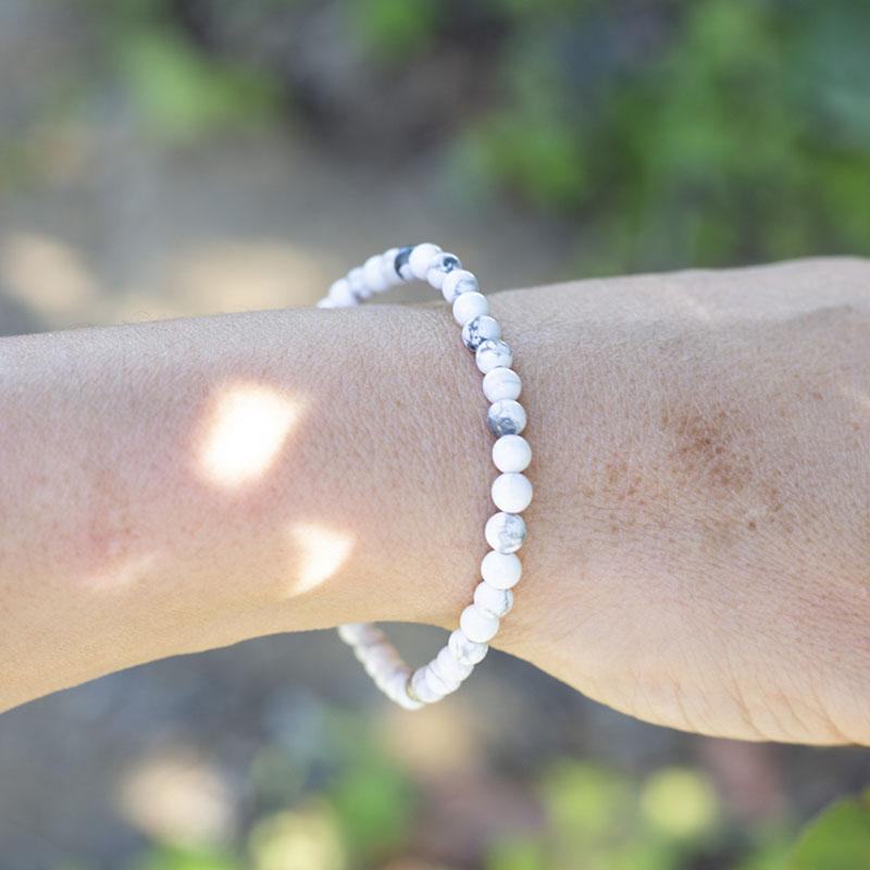 Howlite Dainty Bracelet on hand model