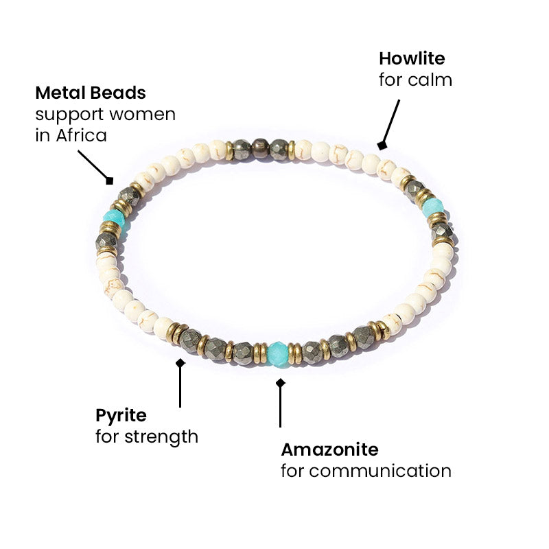 Howlite, Pyrite, and Amazonite Delicate Bracelet