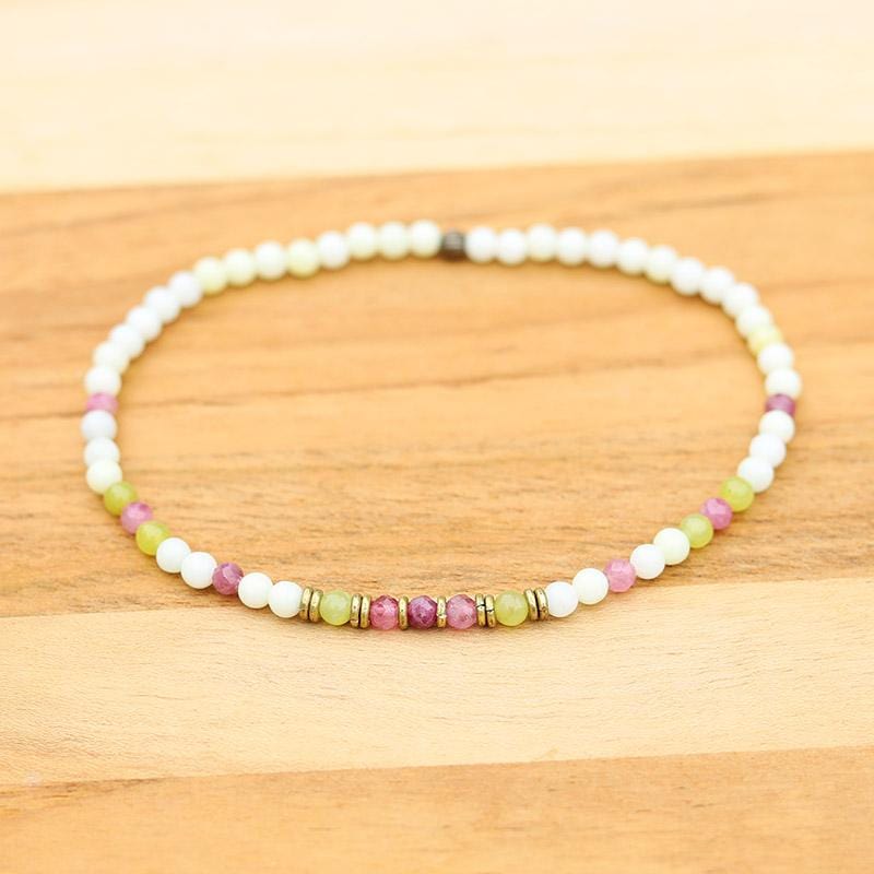 Jade and Pink Tourmaline Anklet