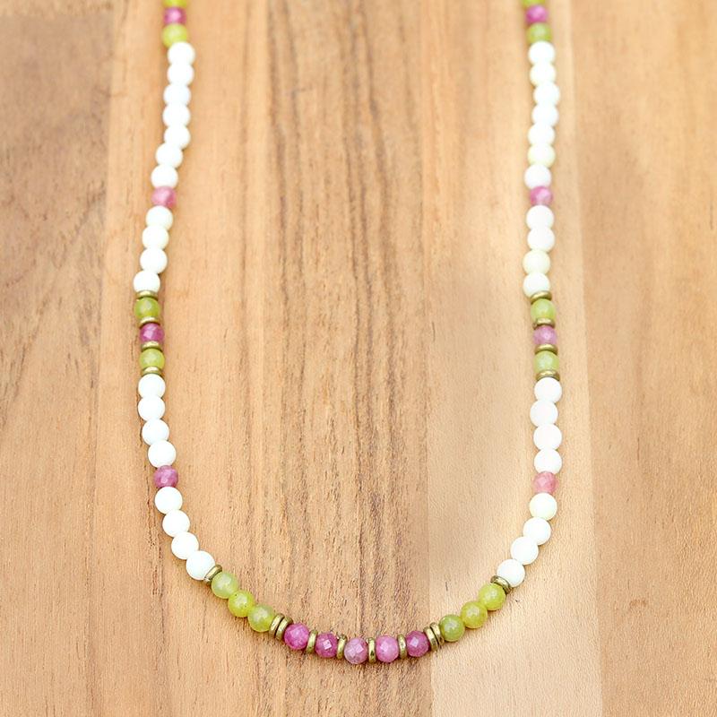 Jade and Pink tourmaline necklace