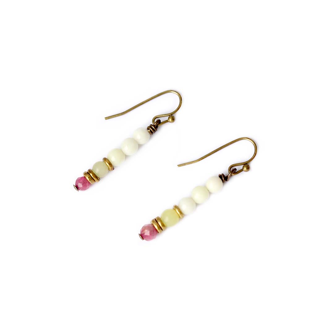 Jade and Pink Tourmaline Earrings