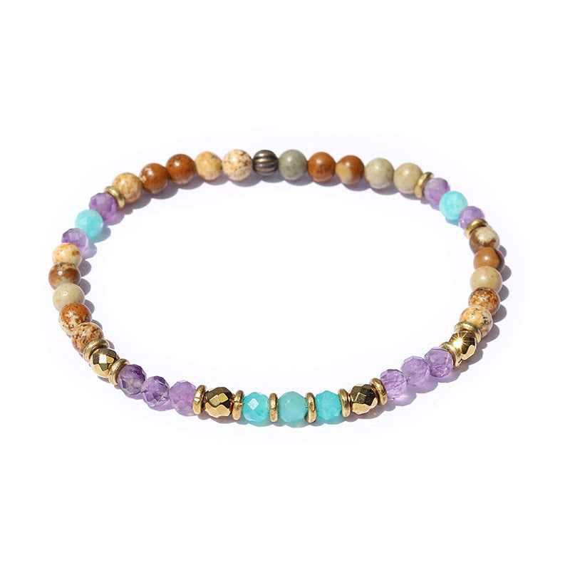 “Nurture and Healing” Jasper, Amethyst, and Amazonite Delicate Bracelet