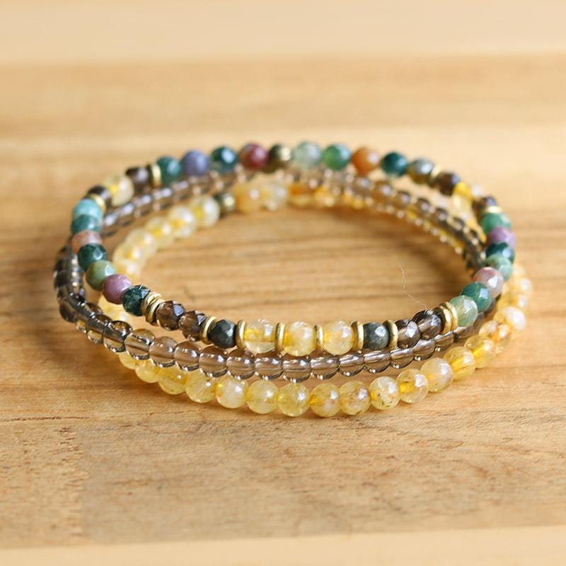 Jasper and Citrine Delicate Bracelet Stack