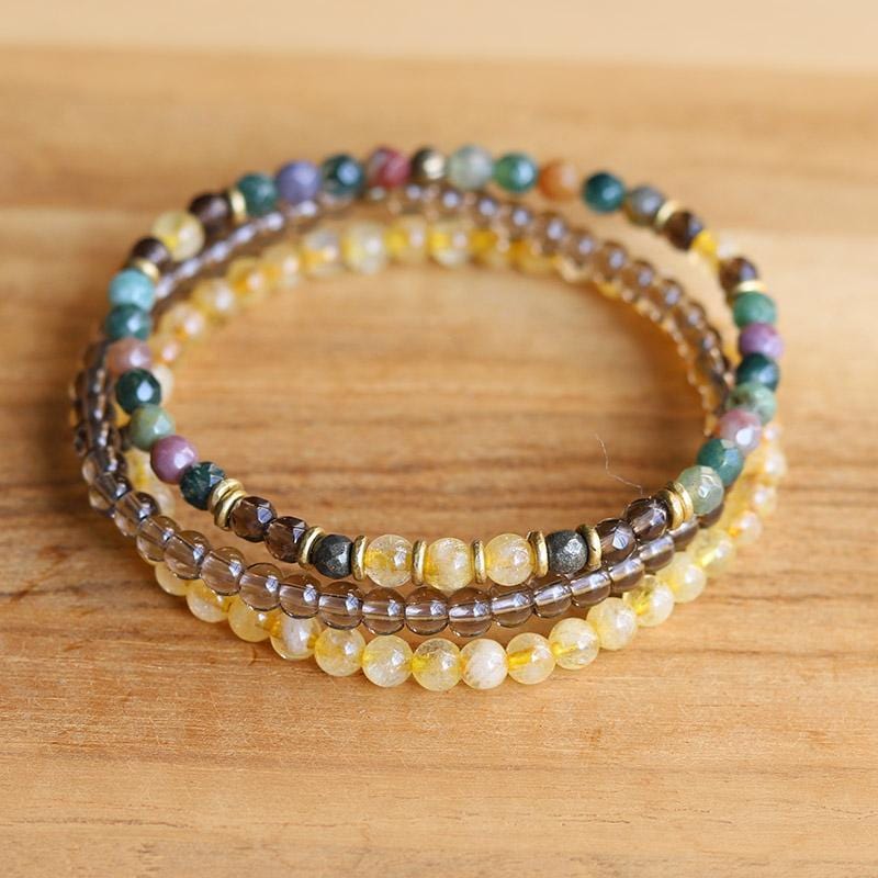 Jasper and Citrine Delicate Bracelet Stack