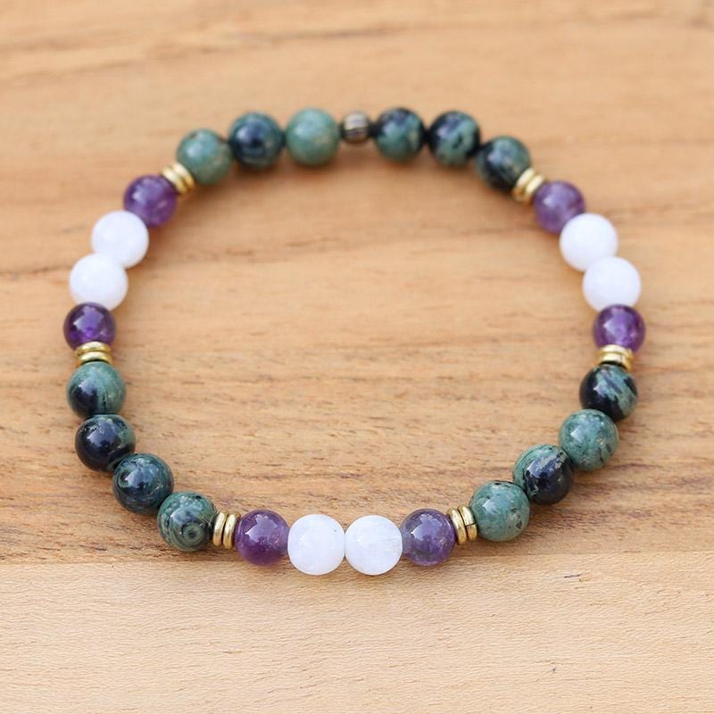 Kambaba Jasper and Moonstone Bracelet