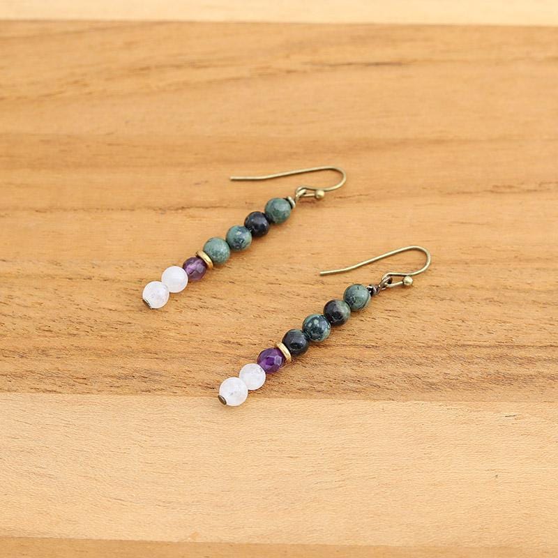 Kambaba Jasper and Moonstone Earrings