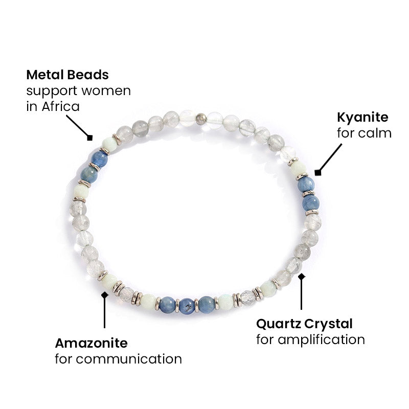 "Calm" Kyanite, Quartz and Amazonite Delicate Bracelet