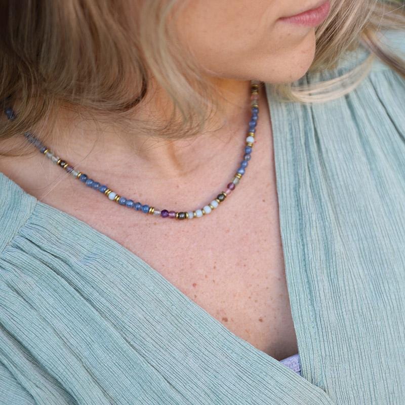 Kyanite Fluorite and Amazonite Delicate Necklace