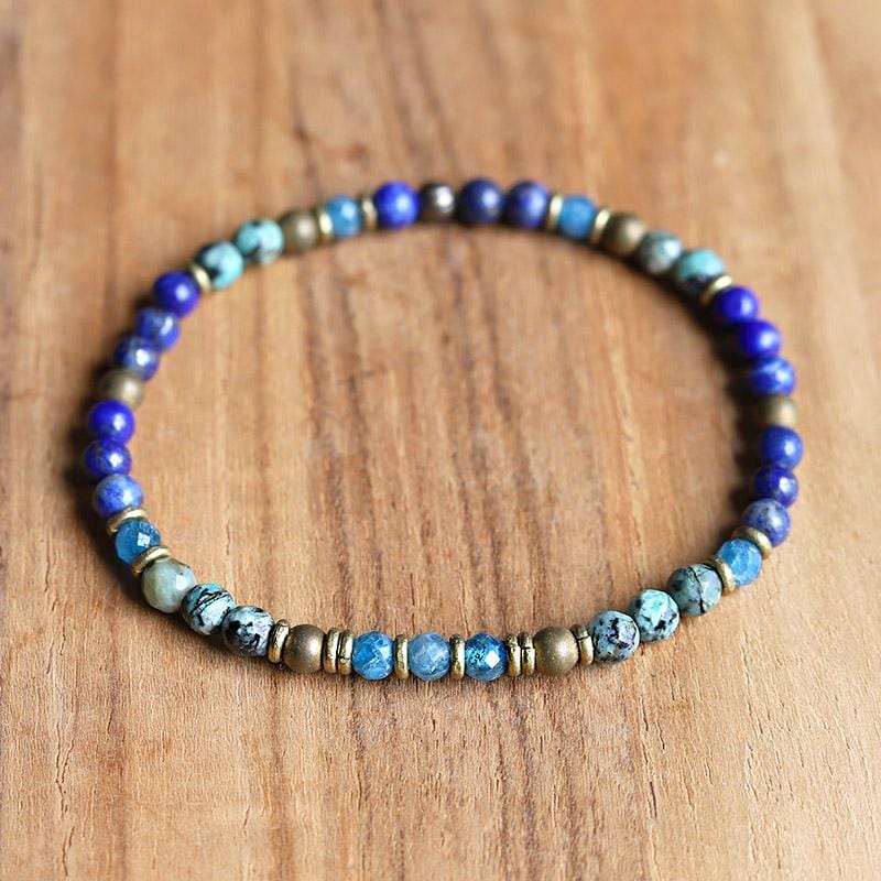 Lapis Lazuli and African Turquoise Delicate Beaded Bracelet
