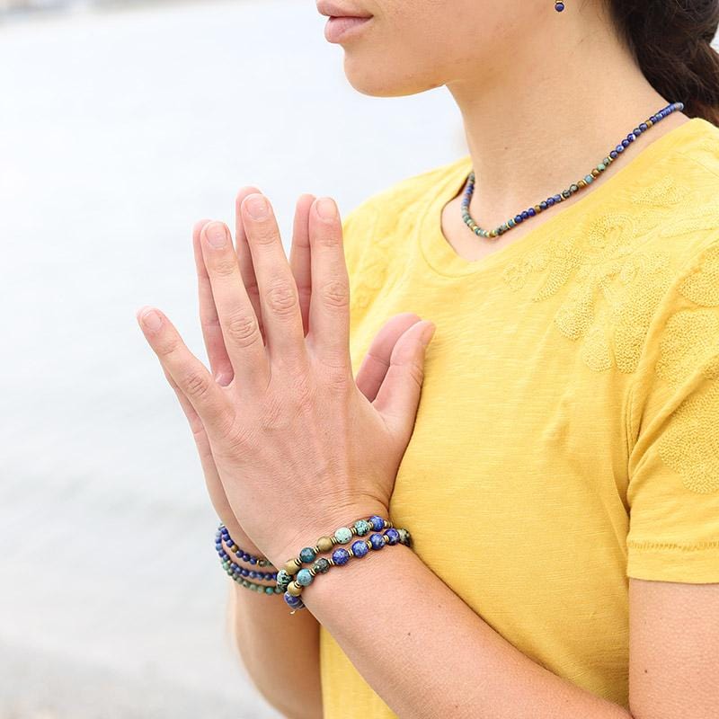 Buy Lapis Lazuli Bracelet-spirituality/serenity/protection/enlightenment- lapis Stretchy Bracelet-crystal Healing-amulet-yoga Boho Bracelet Online in  India - Etsy