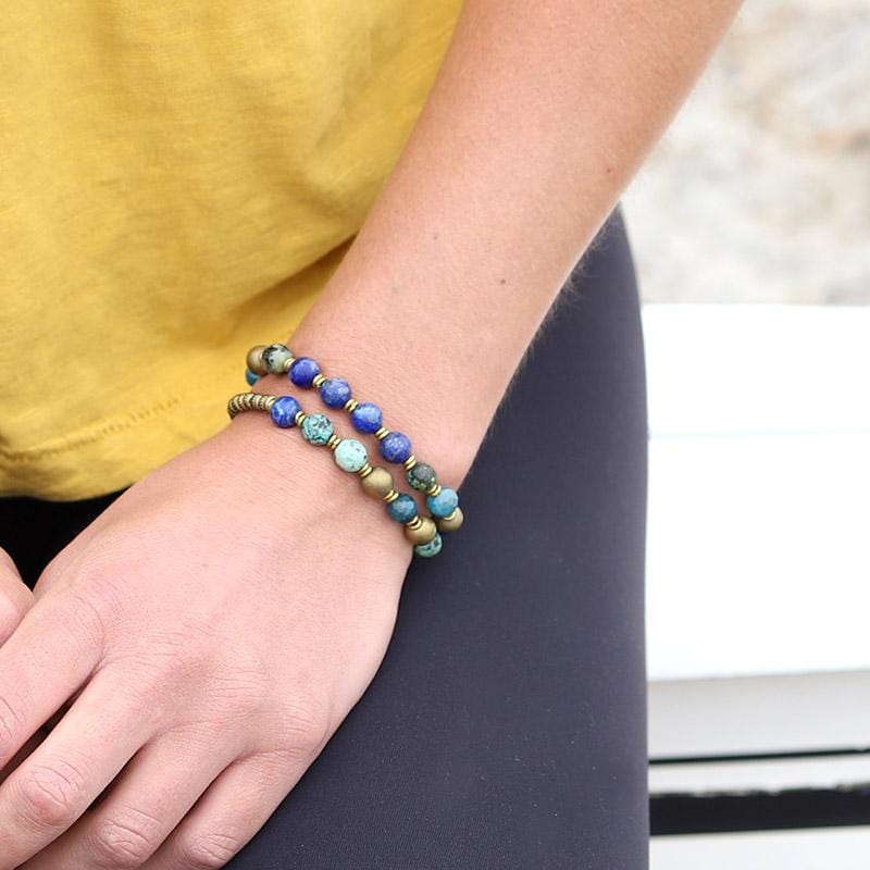 Lapis Lazuli and African Turquoise Mala Bracelet