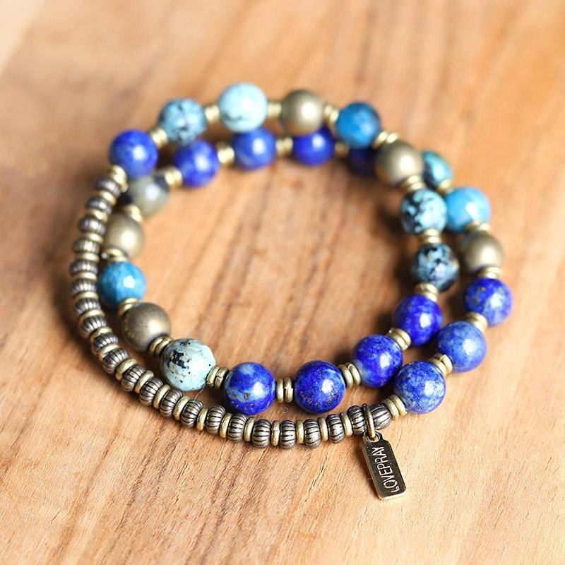 Lapis Lazuli and African Turquoise Mala Bracelet