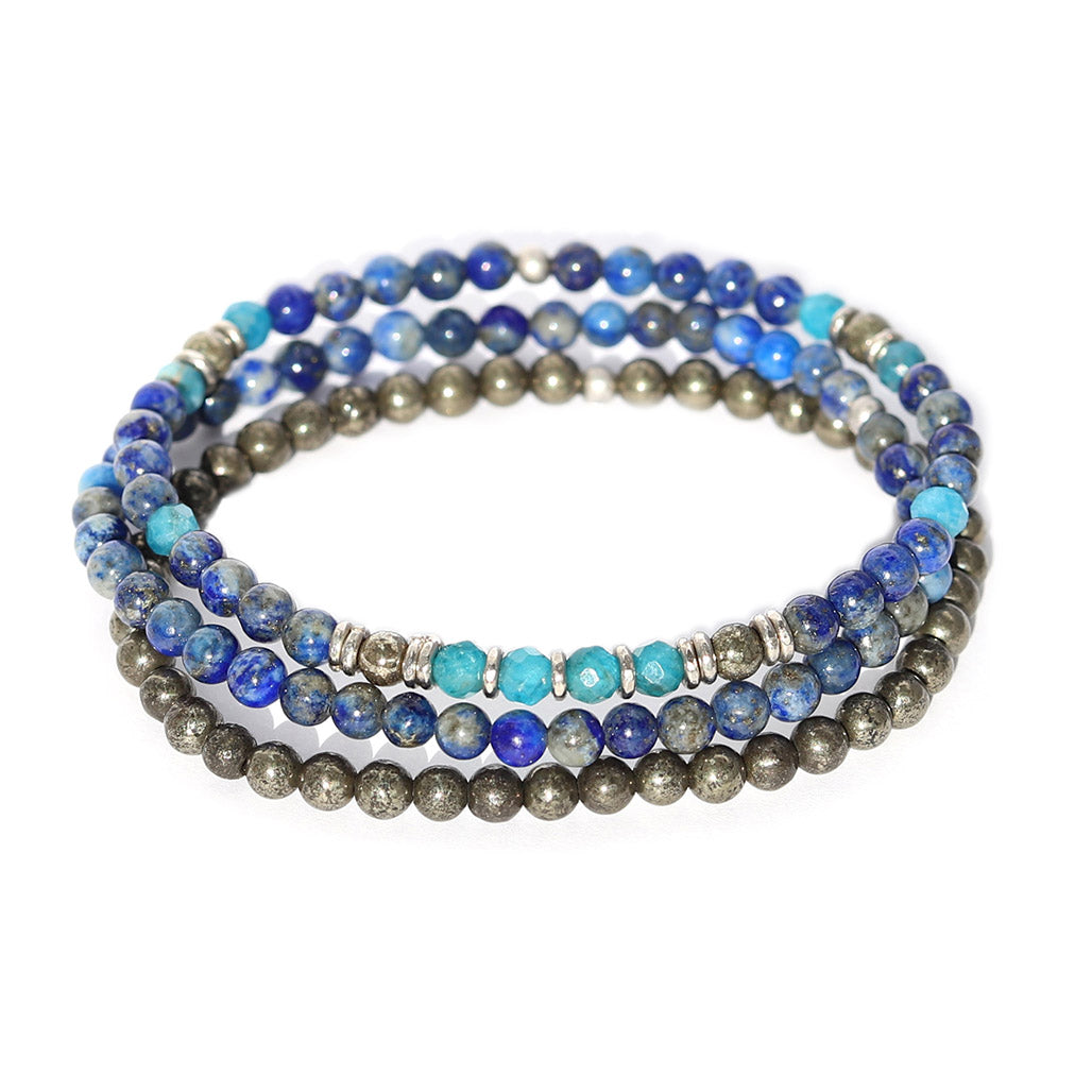 Lapis Lazuli Apatite Bracelet Set