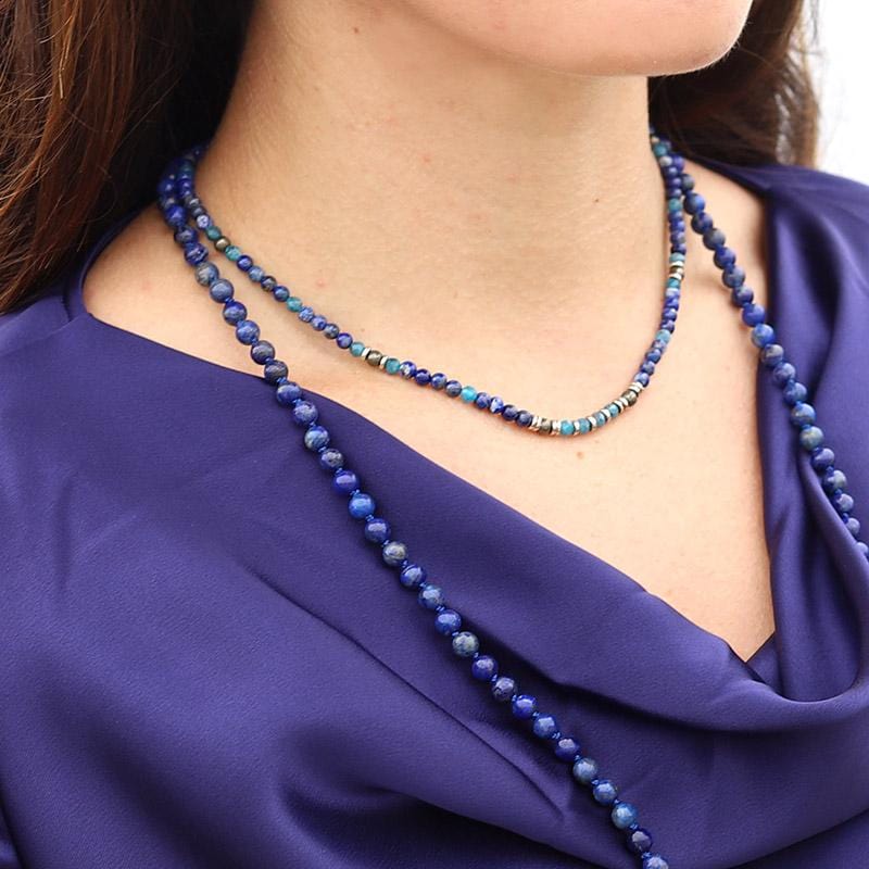 Lapis Lazuli and Apatite Delicate Necklace