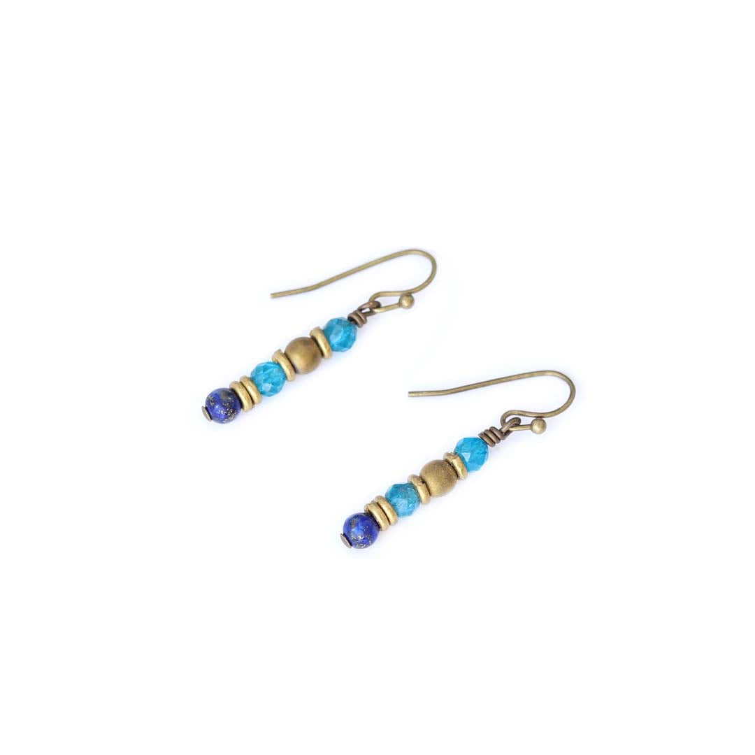 Lapis Lazuli Hematite and Apatite Earrings