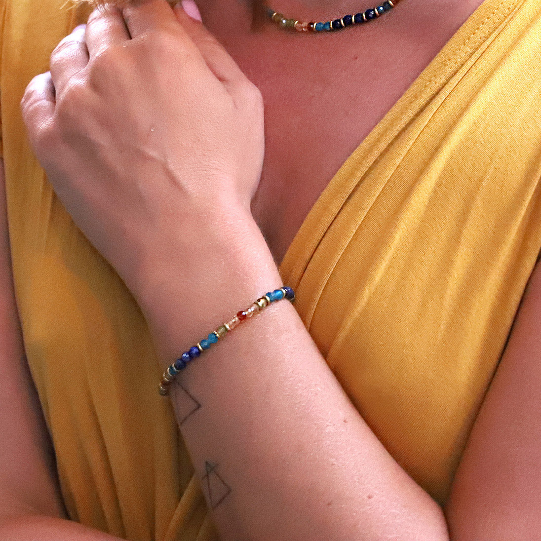 Lapis Lazuli and Peridot Delicate Bracelet