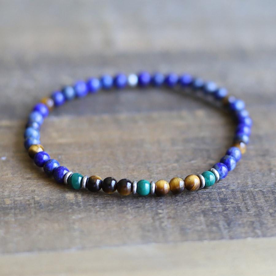 Lapis Lazuli and Tigers Eye Men's Bracelet