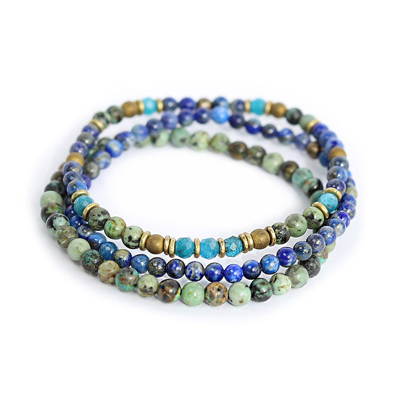“Intuition and Change” Lapis Lazuli and African Turquoise Bracelet Set