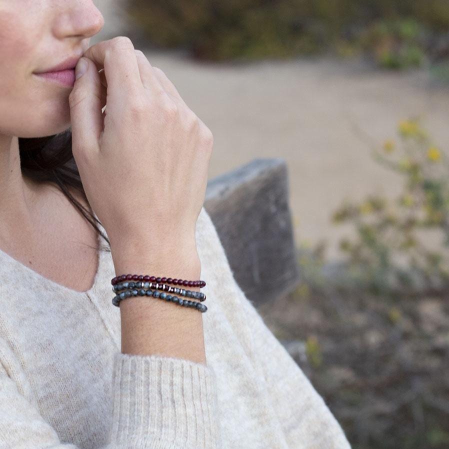 Larvkite and Garnet Bracelets Lifestyle