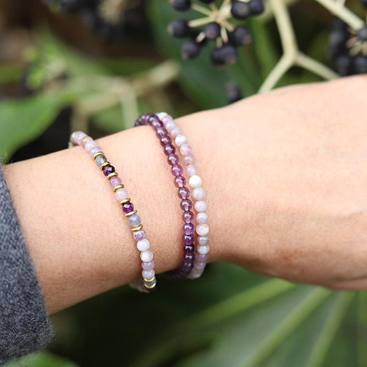 Lepidolite and Amethyst Delicate Bracelet