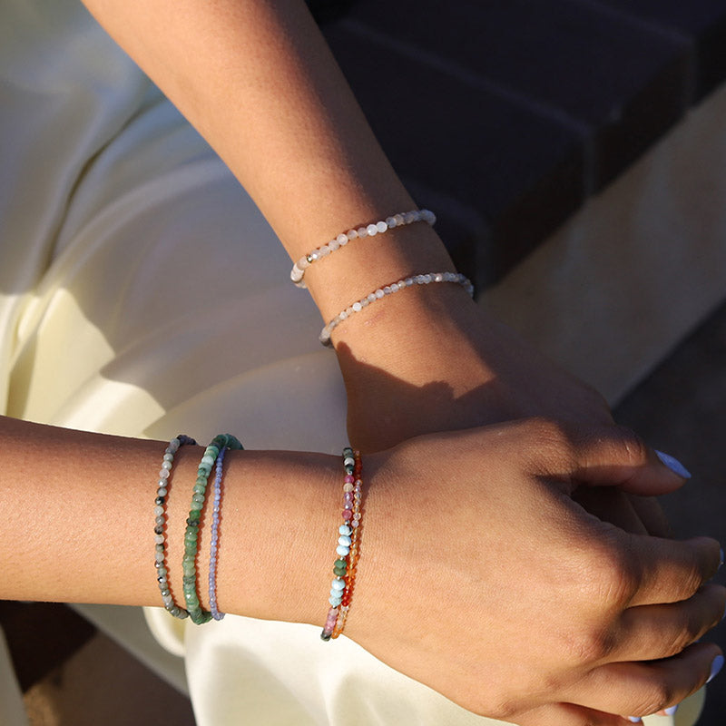 Rainbow Bracelet Stretch Jewelry. Wear your Word Stretch Stack Bracelet.  Czech Glass Beads. Made in USA – Just Bead It