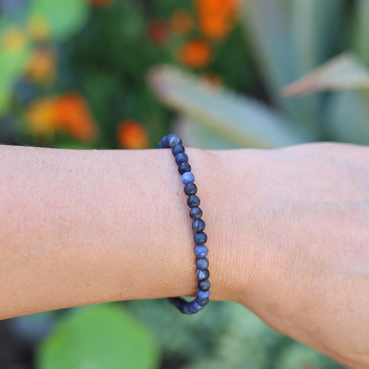 Matte Dumortierite Bracelet on hand model